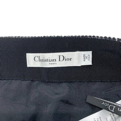 Christian Dior Bottoms Wool Black White Houndstooth Pleated Skirt