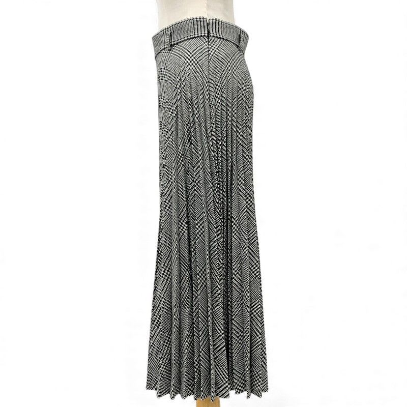 Christian Dior Bottoms Wool Black White Houndstooth Pleated Skirt