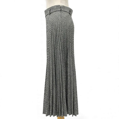 Christian Dior Bottoms Wool Black White Houndstooth Pleated Skirt