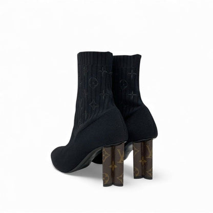 Louis Vuitton Silhouette Line Monogram Boots Short Shoes Fabric Leather