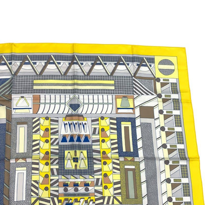 Hermes Scarf Silk Carre 90 Garden OF Shapes Yellow