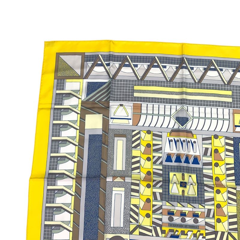 Hermes Scarf Silk Carre 90 Garden OF Shapes Yellow