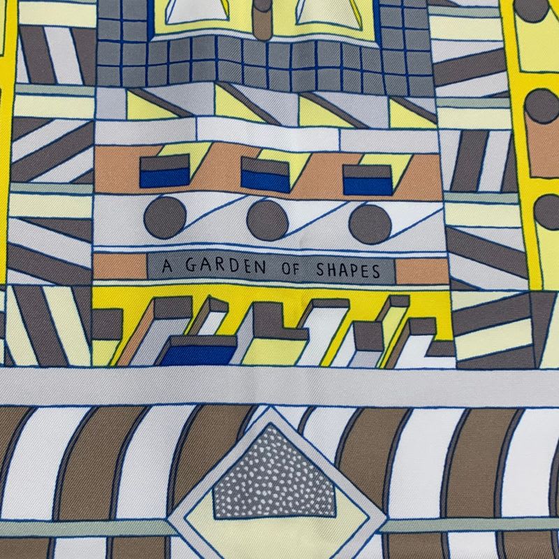 Hermes Scarf Silk Carre 90 Garden OF Shapes Yellow