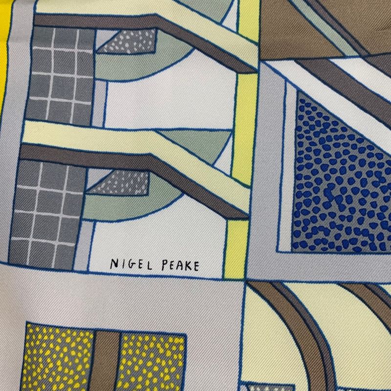 Hermes Scarf Silk Carre 90 Garden OF Shapes Yellow