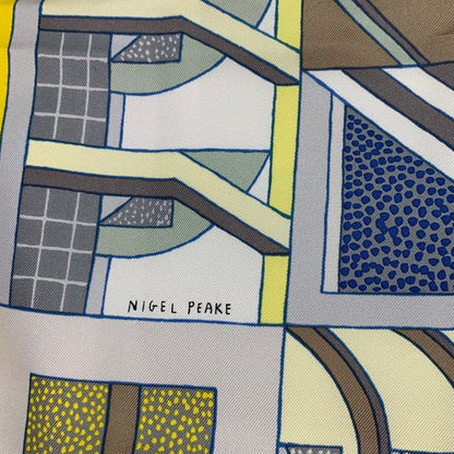 Hermes Scarf Silk Carre 90 Garden OF Shapes Yellow