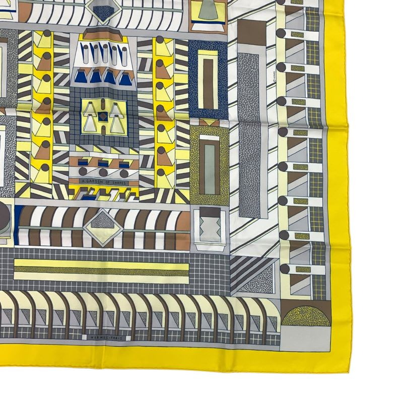Hermes Scarf Silk Carre 90 Garden OF Shapes Yellow
