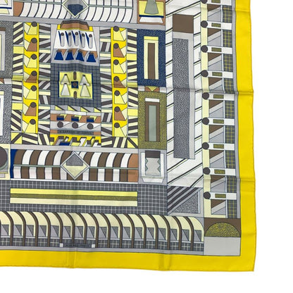 Hermes Scarf Silk Carre 90 Garden OF Shapes Yellow