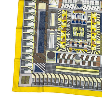 Hermes Scarf Silk Carre 90 Garden OF Shapes Yellow