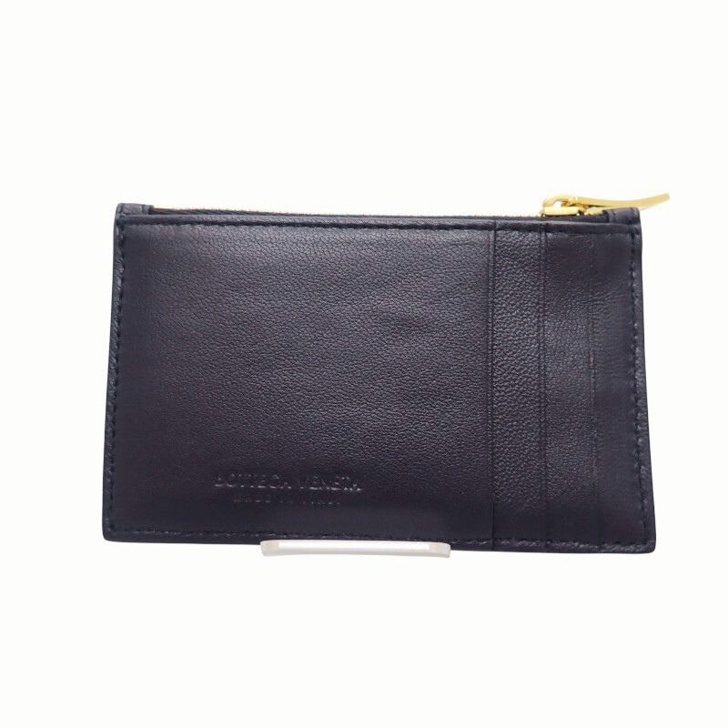 Bottega Veneta Maxi Intrecciato Cassette Zipper VCQC Card Case Calf Navy