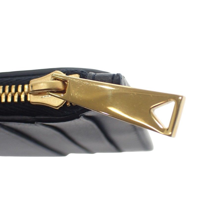 Bottega Veneta Maxi Intrecciato Cassette Zipper VCQC Card Case Calf Navy