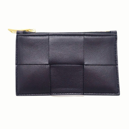 Bottega Veneta Maxi Intrecciato Cassette Zipper VCQC Card Case Calf Navy