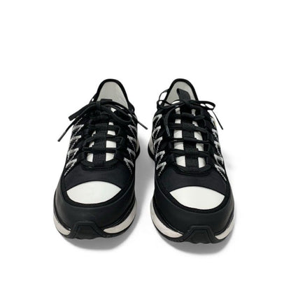 Chanel Sneakers Shoes Fabric Leather Black White Unused Here Mark