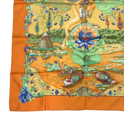 Hermes Scarf Silk Carre 90 Sarasvati Talent Orange
