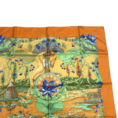 Hermes Scarf Silk Carre 90 Sarasvati Talent Orange