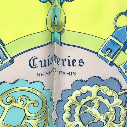 Hermes Scarf Silk Carre 90 Cuivreries Copperwork Yellow
