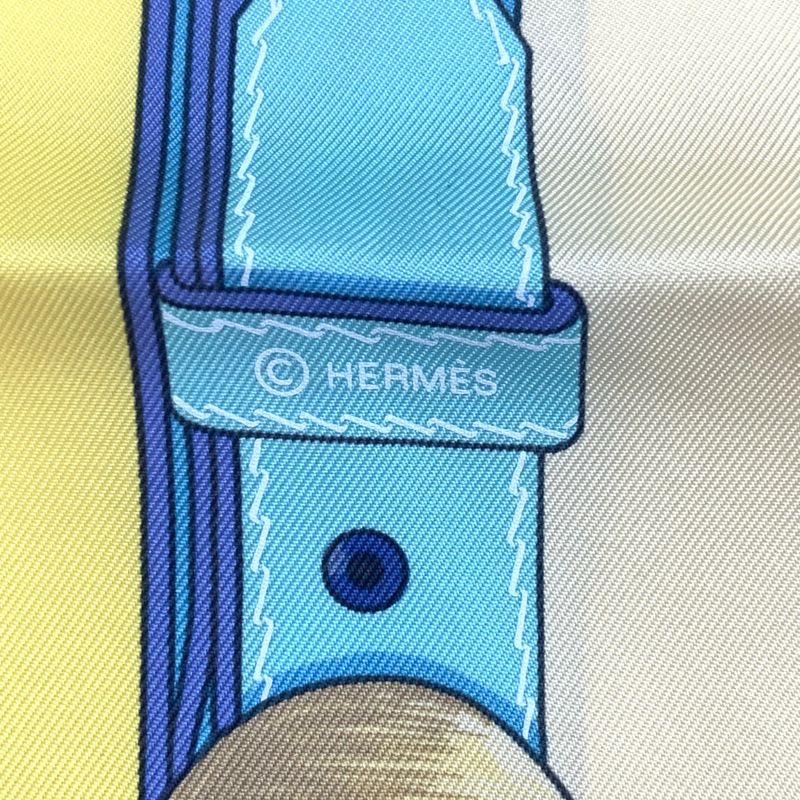 Hermes Scarf Silk Carre 90 Cuivreries Copperwork Yellow