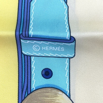 Hermes Scarf Silk Carre 90 Cuivreries Copperwork Yellow