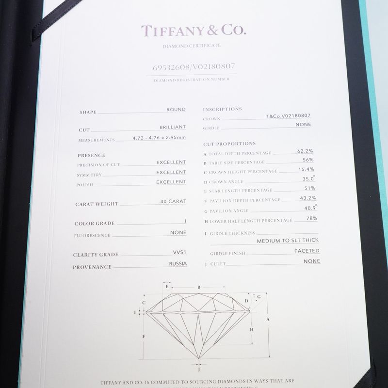 Tiffany & Co Ring Harmony Pt950 Platinum Diamond 0.40ct No 11 Ladies