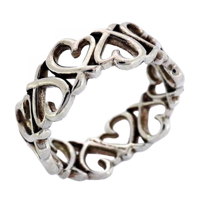 Tiffany & Co Ring Full Loving Heart Silver 925 No 12 Women's