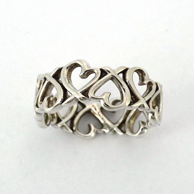 Tiffany & Co Ring Full Loving Heart Silver 925 No 12 Women's