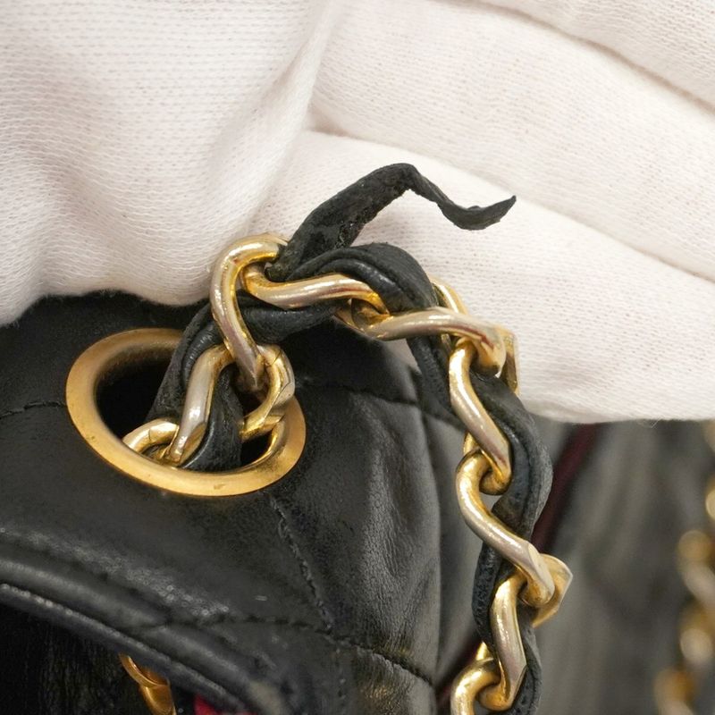 Chanel Shoulder Bag Matelasse Decacoco Lambskin Black Gold Hardware Women's