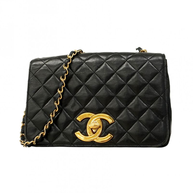 Chanel Shoulder Bag Matelasse Decacoco Lambskin Black Gold Hardware Women's