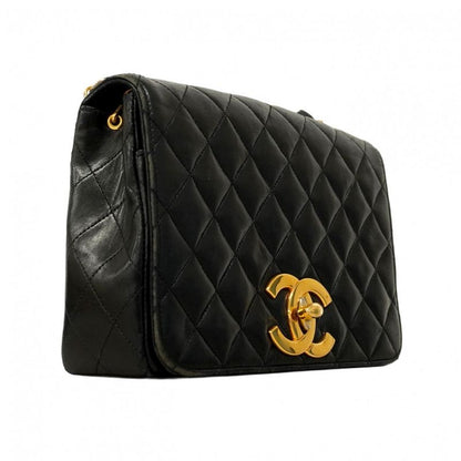 Chanel Shoulder Bag Matelasse Decacoco Lambskin Black Gold Hardware Women's