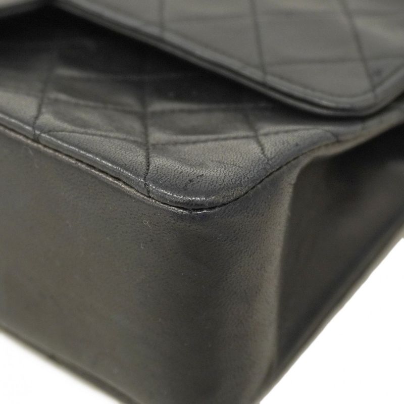 Chanel Shoulder Bag Matelasse Lambskin Black Gold Hardware Women