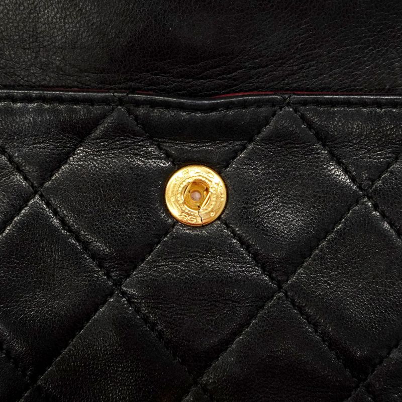 Chanel Shoulder Bag Matelasse Lambskin Black Gold Hardware Women