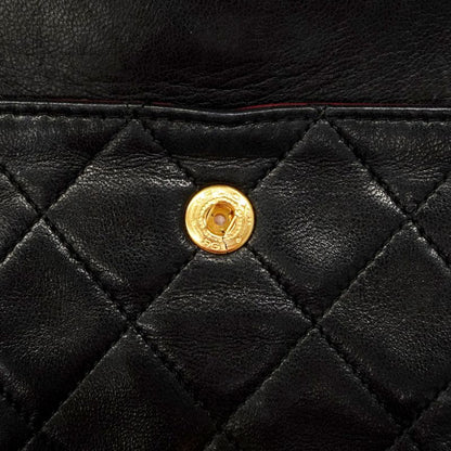 Chanel Shoulder Bag Matelasse Lambskin Black Gold Hardware Women