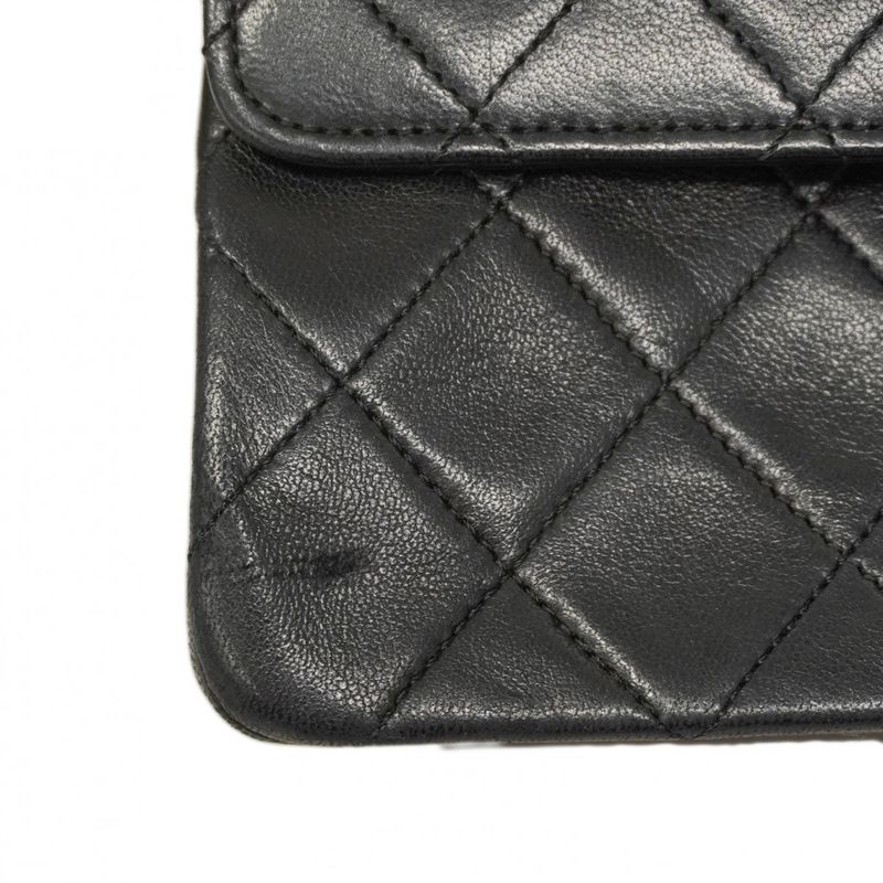 Chanel Shoulder Bag Matelasse Lambskin Black Gold Hardware Women