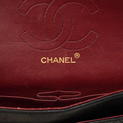 Chanel Shoulder Bag Matelasse Lambskin Black Gold Hardware Women