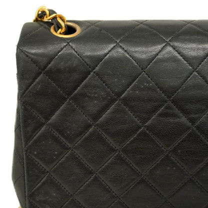 Chanel Shoulder Bag Matelasse Lambskin Black Gold Hardware Women