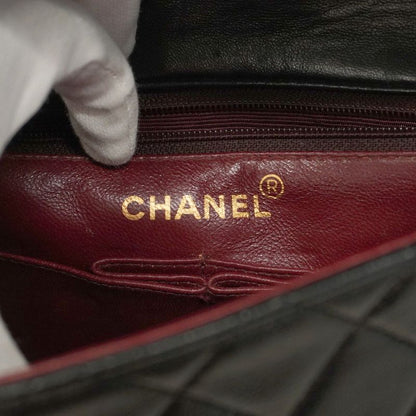 Chanel Shoulder Bag Matelasse Lambskin Black Gold Hardware Women