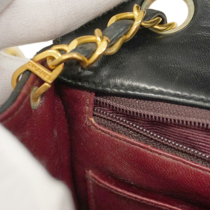 Chanel Shoulder Bag Matelasse Lambskin Black Gold Hardware Women