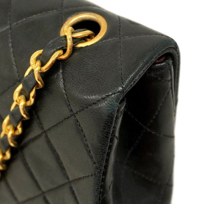 Chanel Shoulder Bag Matelasse Lambskin Black Gold Hardware Women