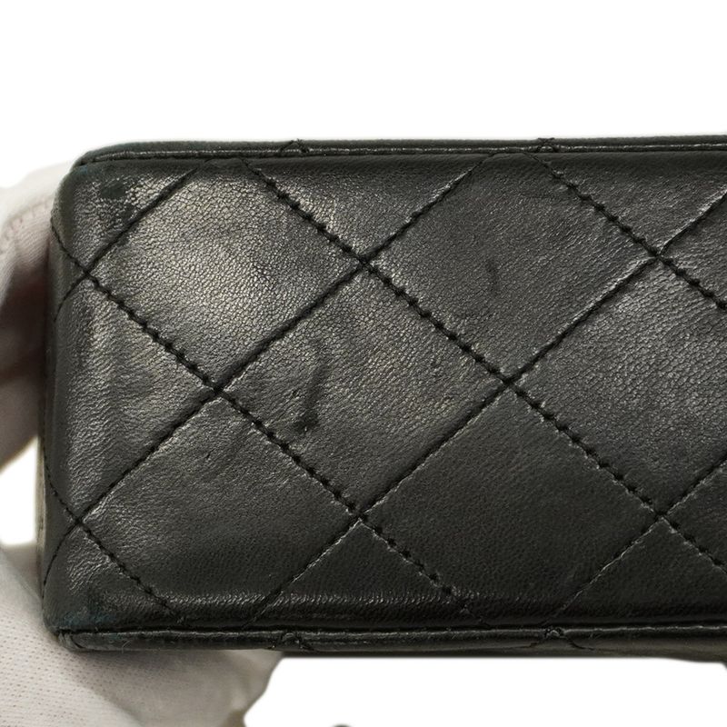 Chanel Shoulder Bag Matelasse Lambskin Black Gold Hardware Women