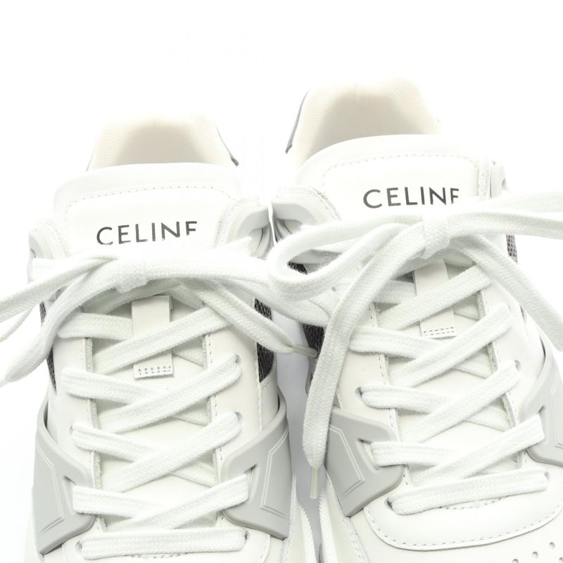 Celine Sneakers Triomphe 361554995c01dq42 White Gray Leather Sneakers Men's