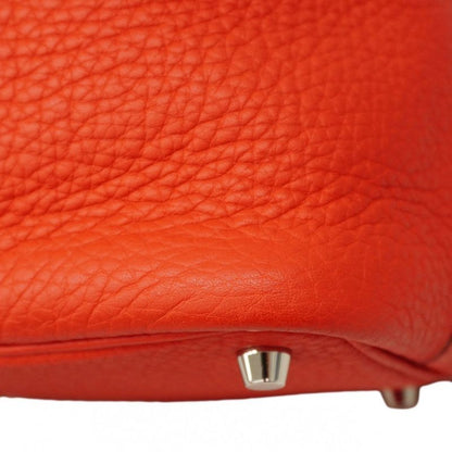 Hermes Handbag Picotan Lock PM Taurillon Clemence Rouge Tomato Silver Hardware