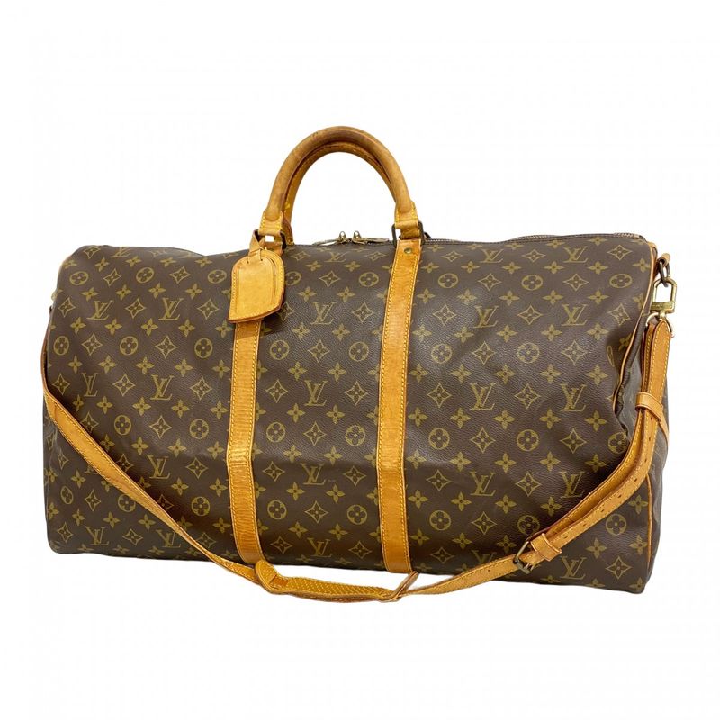 Louis Vuitton Boston Bag Monogram Keepall Bandouliere 60 M41412 Brown Men Women