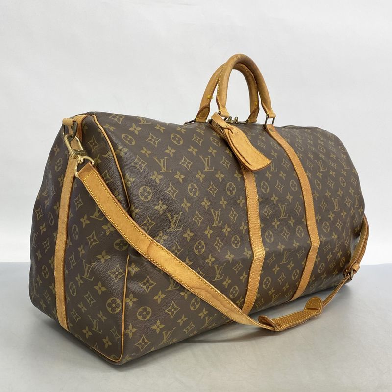 Louis Vuitton Boston Bag Monogram Keepall Bandouliere 60 M41412 Brown Men Women