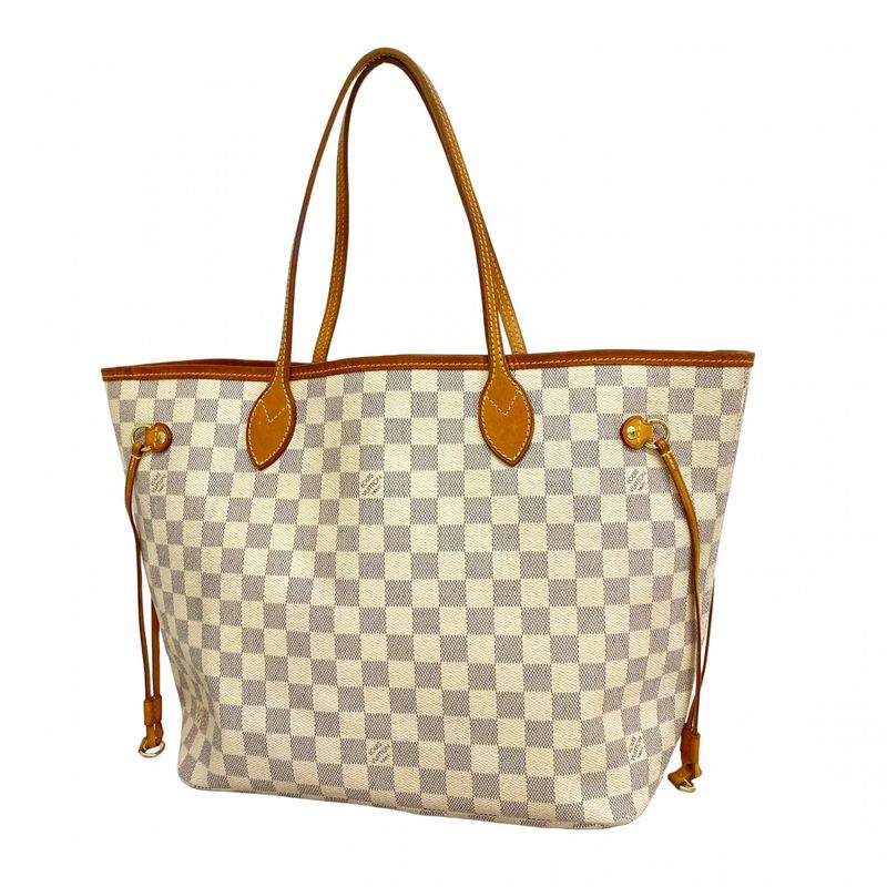 Louis Vuitton Tote Bag Damier Azure Neverfull MM N51107 White Ladies