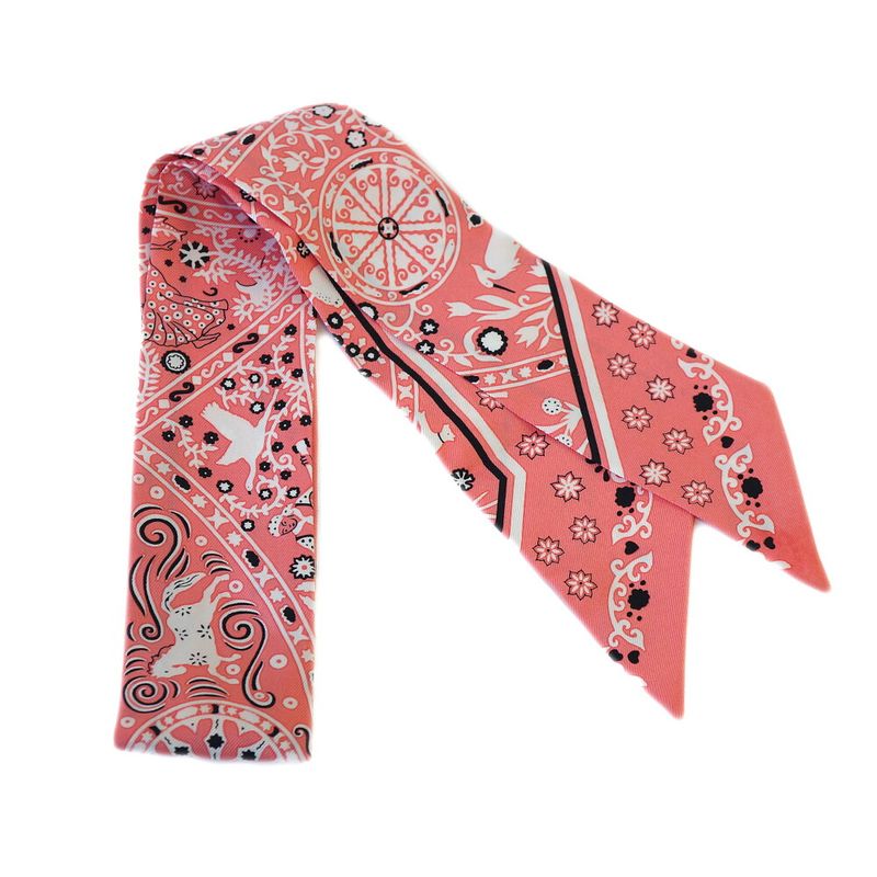 Hermes Scarf Twilly - Peuple DU VENT People Of The Wind 100% Silk Pink