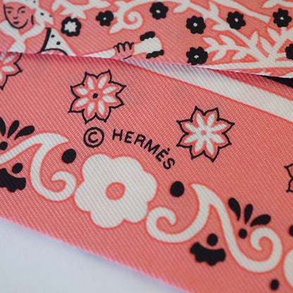 Hermes Scarf Twilly - Peuple DU VENT People Of The Wind 100% Silk Pink