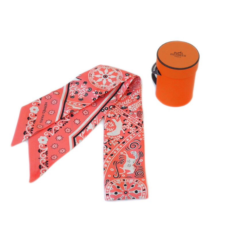 Hermes Scarf Twilly - Peuple DU VENT People Of The Wind 100% Silk Pink