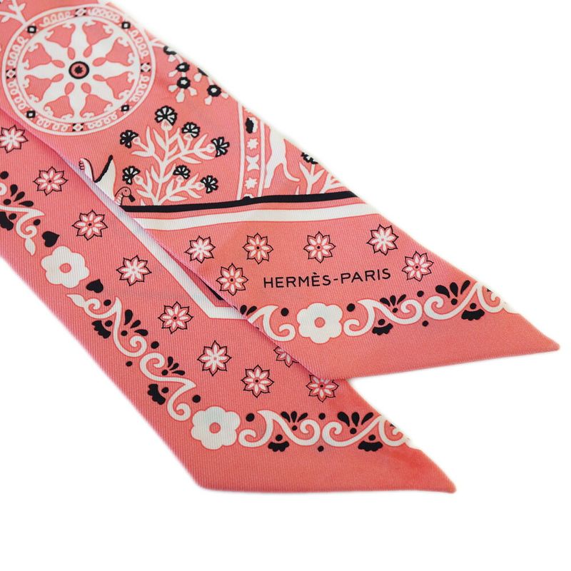 Hermes Scarf Twilly - Peuple DU VENT People Of The Wind 100% Silk Pink