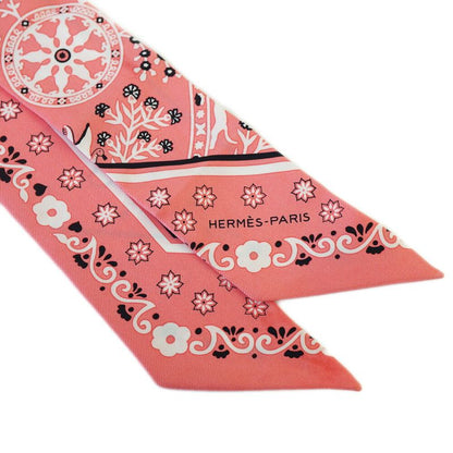 Hermes Scarf Twilly - Peuple DU VENT People Of The Wind 100% Silk Pink