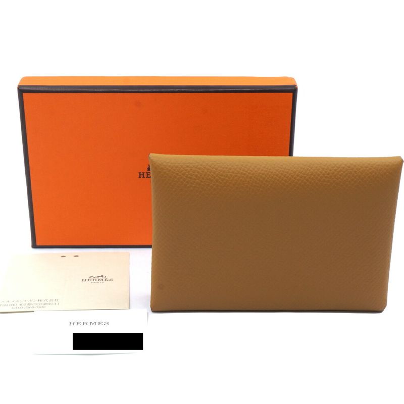 Hermes Calvi Duo Coin Case B Engraved 2023 Manufactured Leather Epson