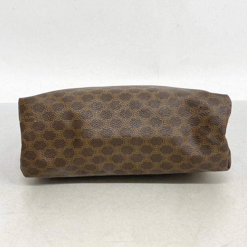 Celine Pouch Macadam PVC Brown Gold Hardware Women's