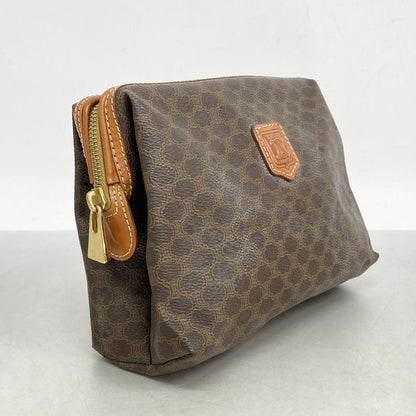 Celine Pouch Macadam PVC Brown Gold Hardware Women's